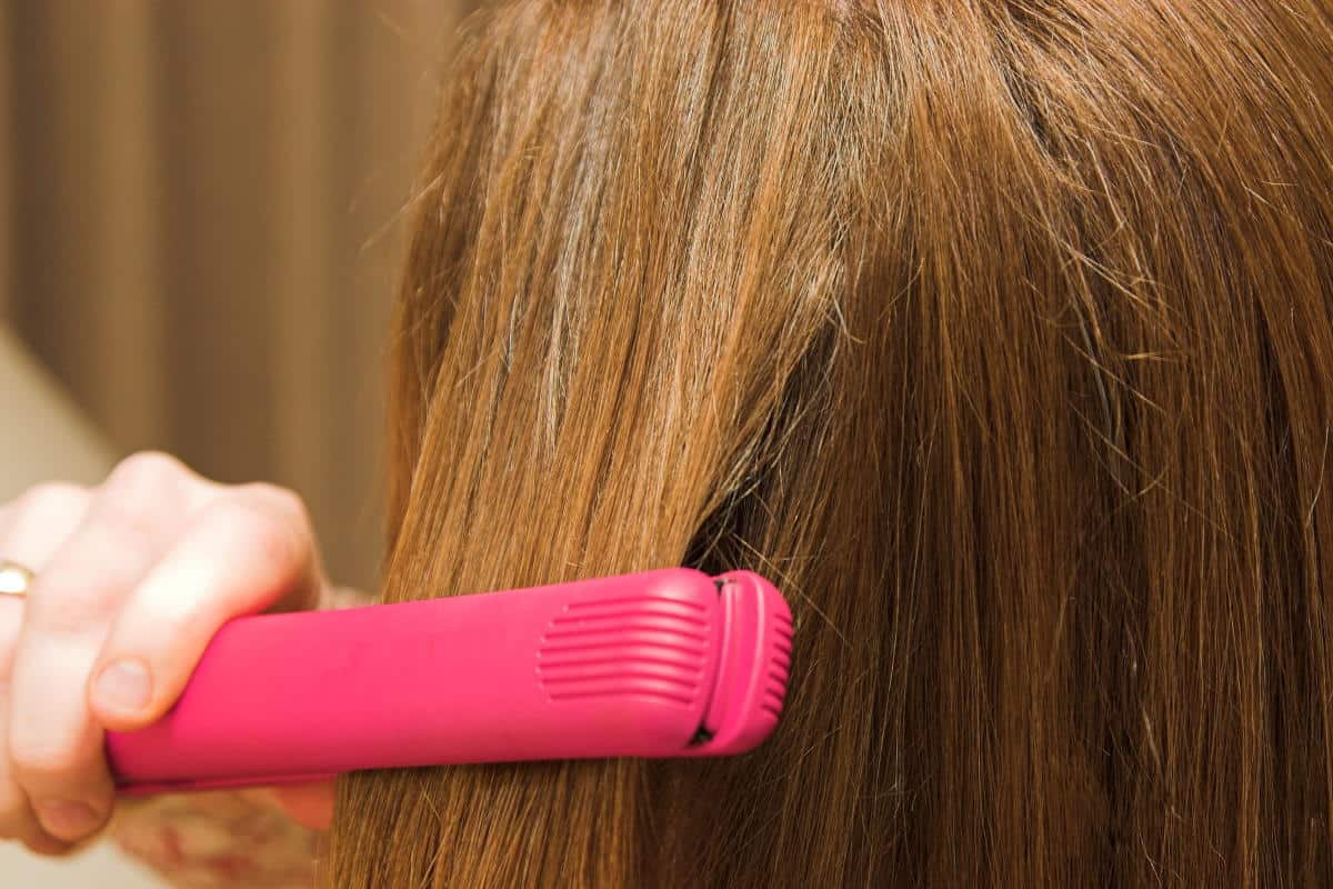 hot pink flat iron on hair